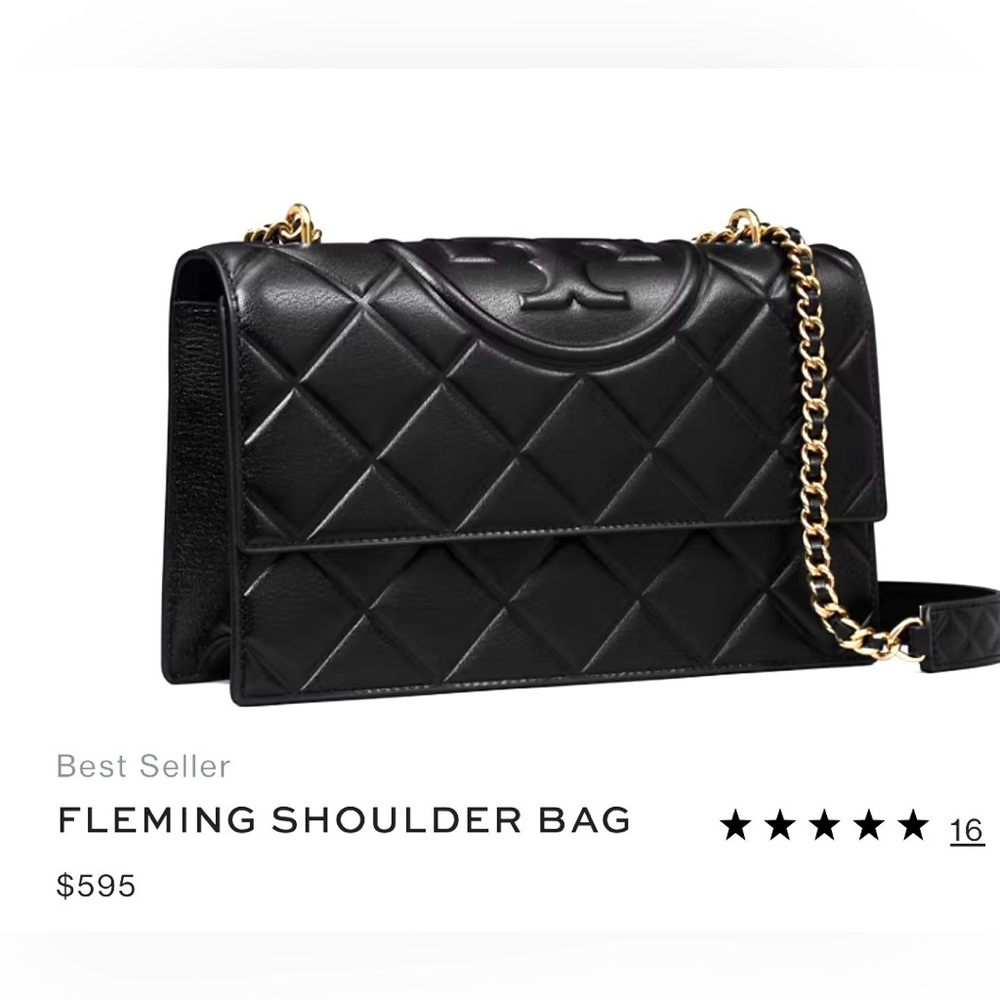 Tory Burch Fleming Medium Black Leather Bag (new with tags).